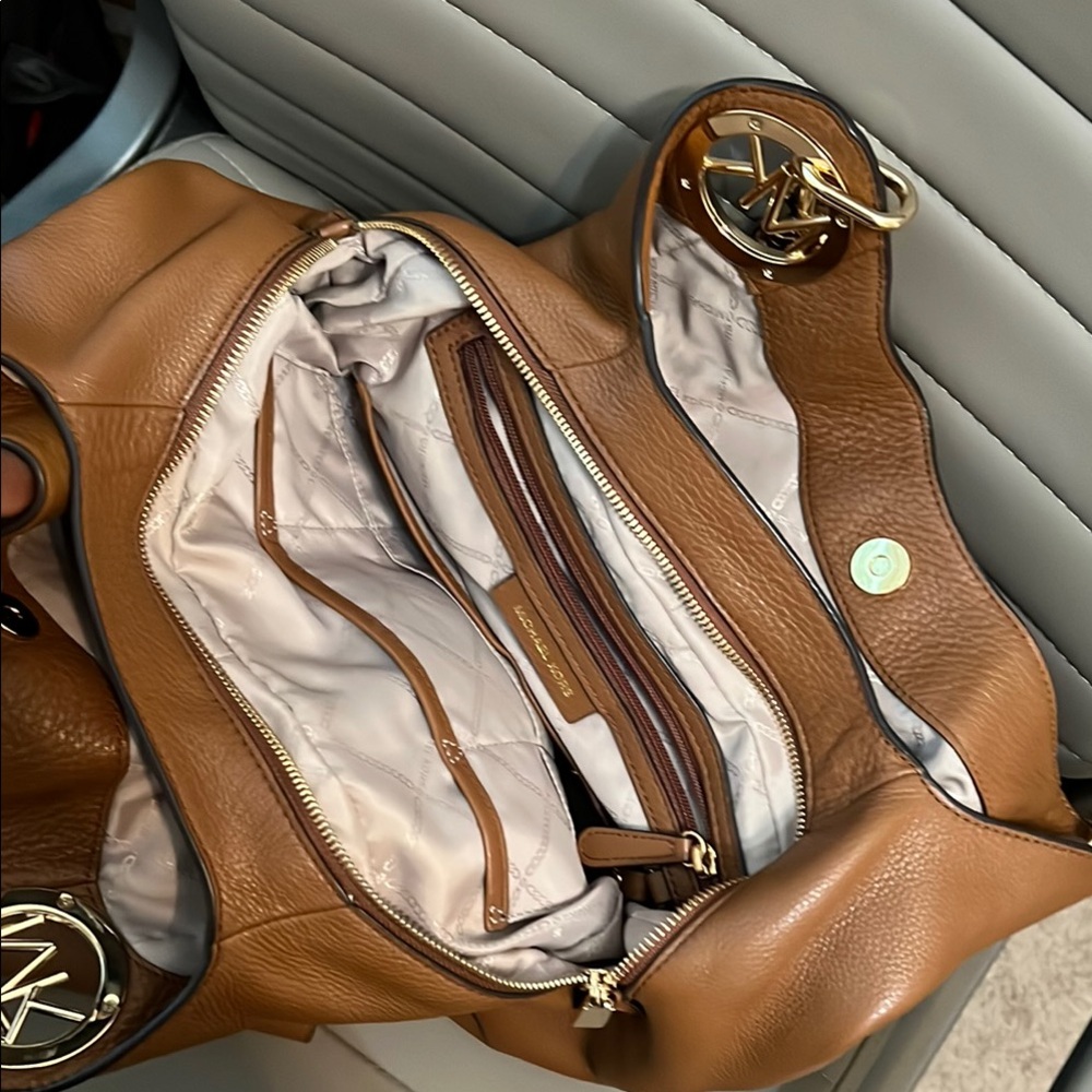 Michael Kors Brown Leather Hobo Bag with MK Charm - Picture 4 of 7